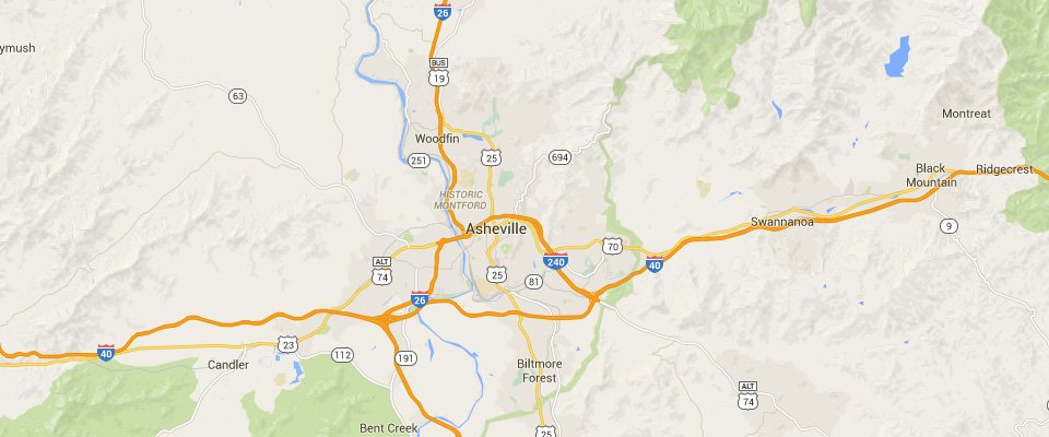 Asheville Dumpster Rental Service Area Map
